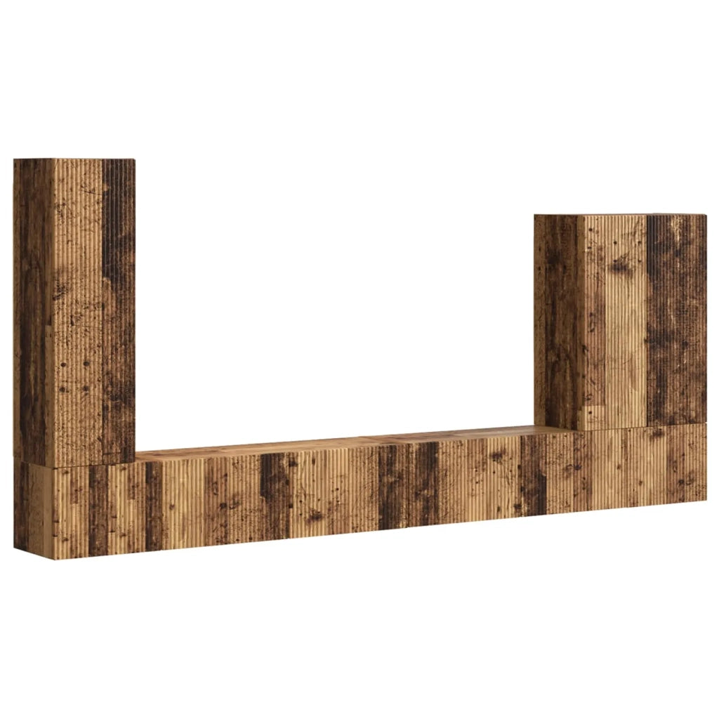 Set di Mobiletto da TV a Parete 6 pcs Legno vecchio