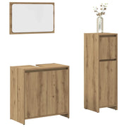 Set Mobili da Bagno 3 pz Rovere Artigianale Legno Multistrato 3328564