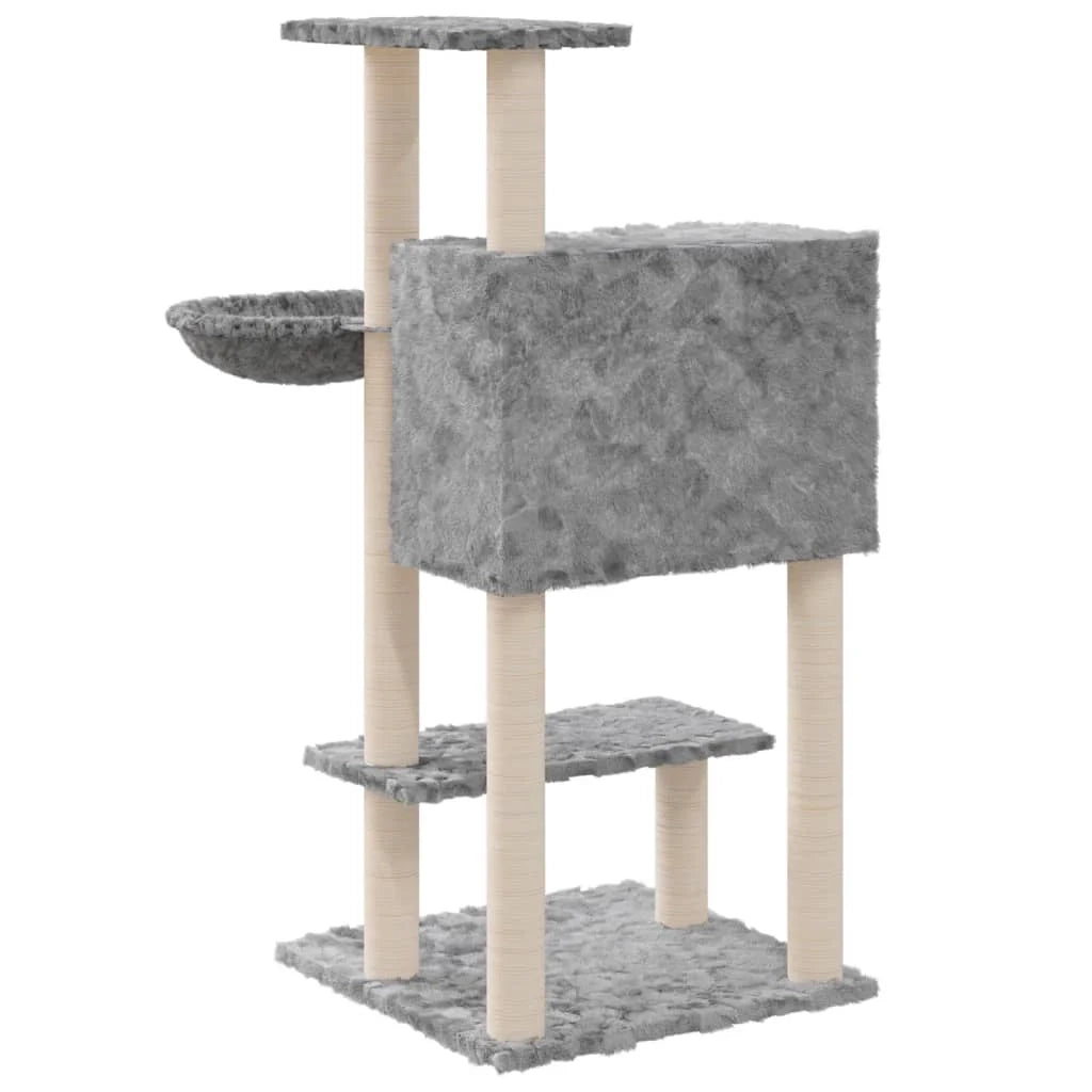 Tiragraffi per gatti torre per arrampicata giocattolo piattaforma per arrampicata con tiragraffi in sisal leggero 108,5 cm grigio 02_0022545