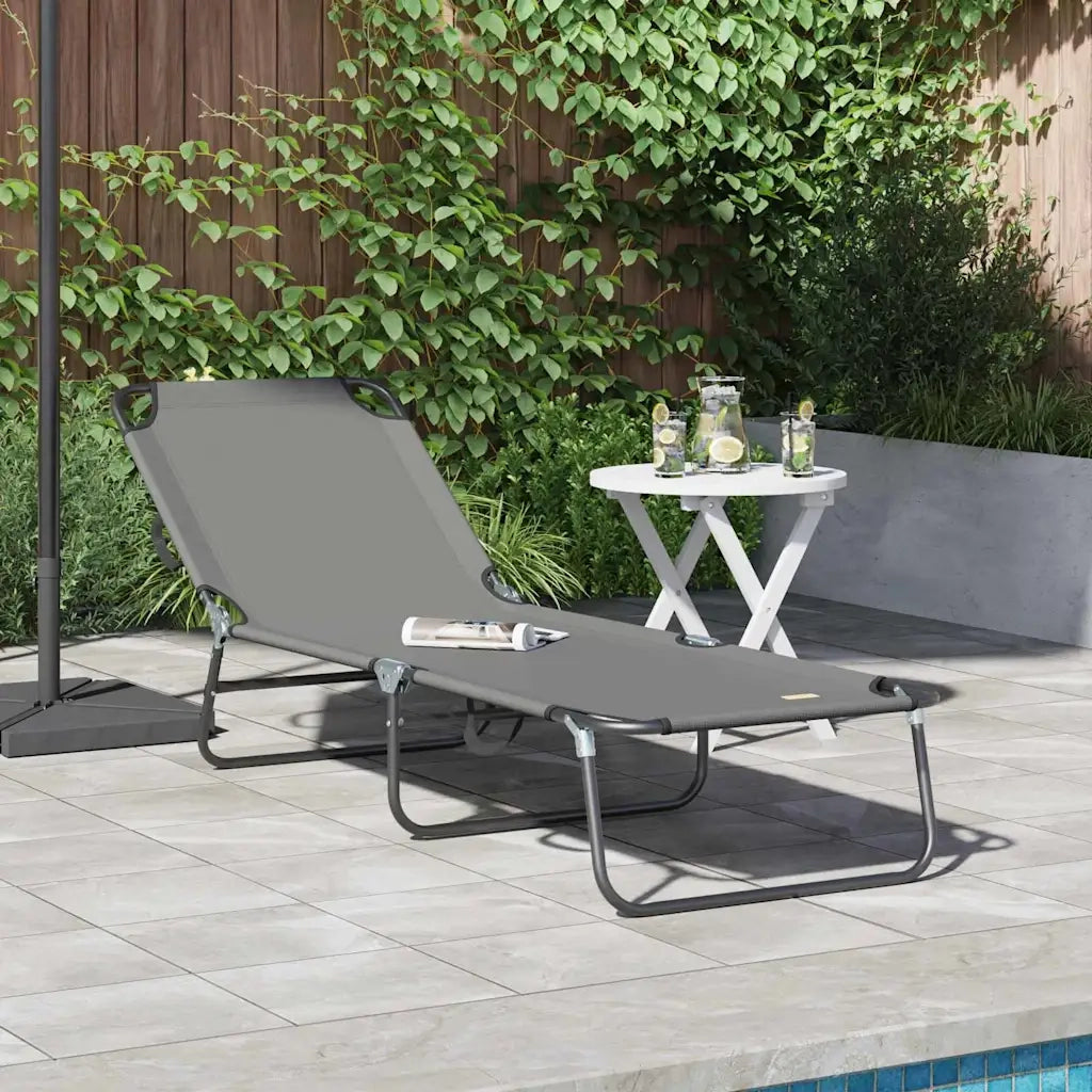 Lettino Prendisole | Sdraio da giardino | Lettino da sole pieghevole Grigio 188 x 57 x 86,5 cm