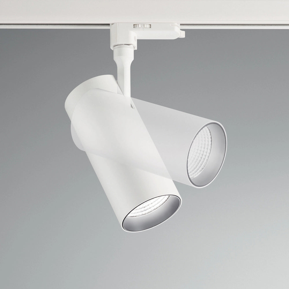 Proiettore Cilindrico Smile Alluminio Bianco Led 30W 3000K Luce Calda Cri80 24°