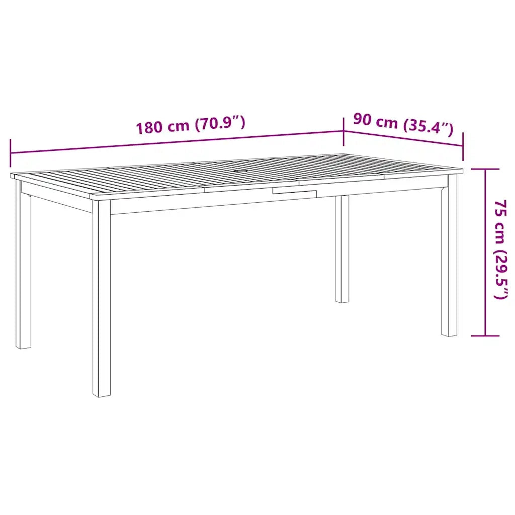 Set da Pranzo da Giardino 9 pz 180x90x75 cm Legno Massello di Acacia 3295259