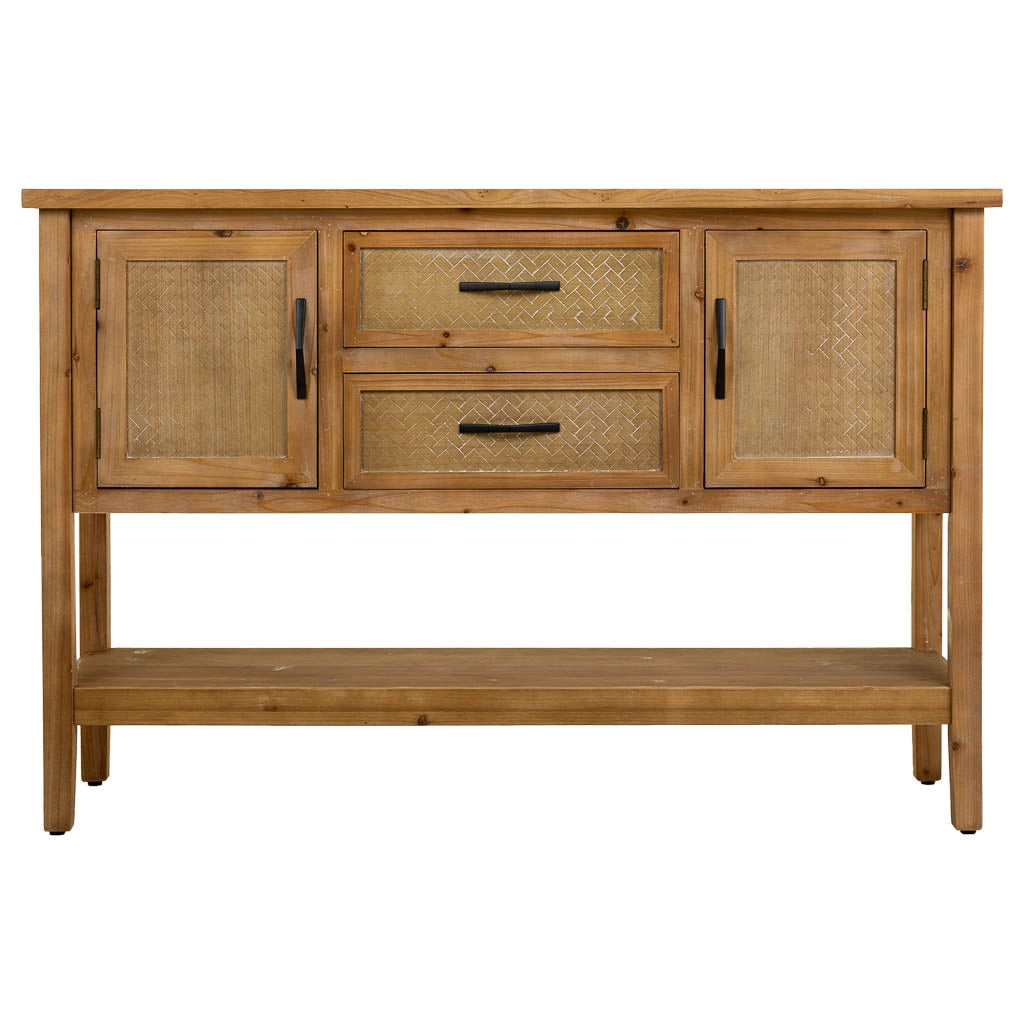 Mobile da ingresso in legno e metallo marrone 122x35x81,5h