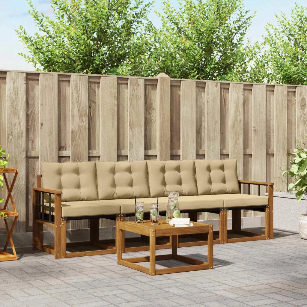 Set di divani da esterno con cuscino 5 pcs Naturale e Beige