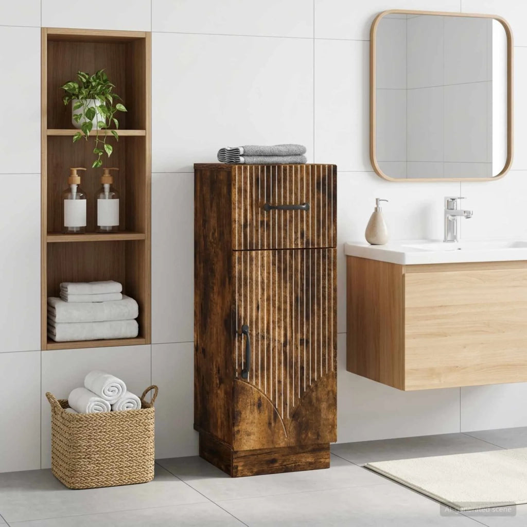 Mobiletto da Bagno HOORN Rovere Fumo 30 x 31 x 77 cm 897270