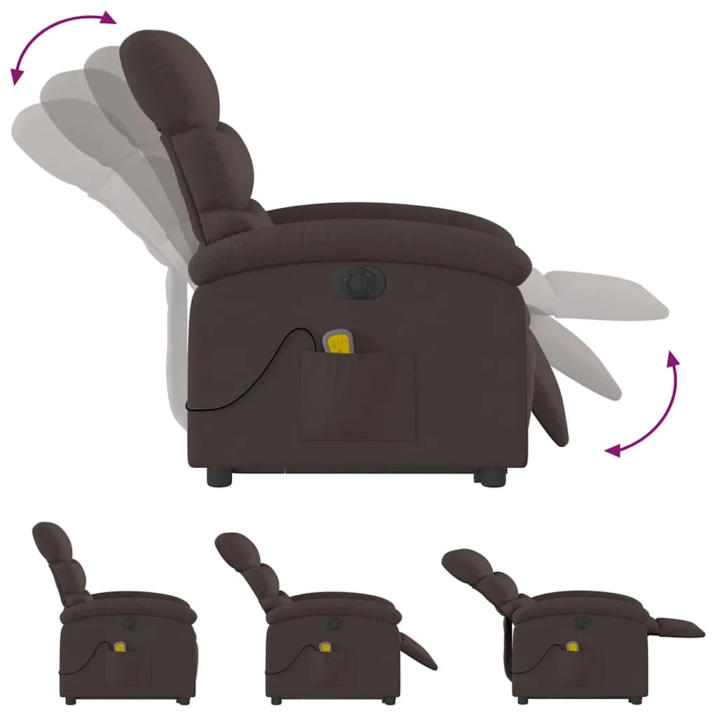 Poltrona Alzapersona Massaggio Elettrica Marrone Scuro Tessuto 3204019
