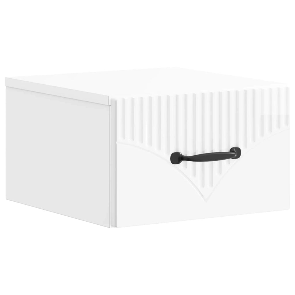 Mobiletto da notte a muro 2 pcs Bianco Lucido 34,5 x 33 x 20 cm