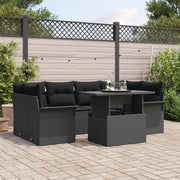 Set Divano Da Giardino 7 Pezzi Con Cuscini Nero Polyrattan
