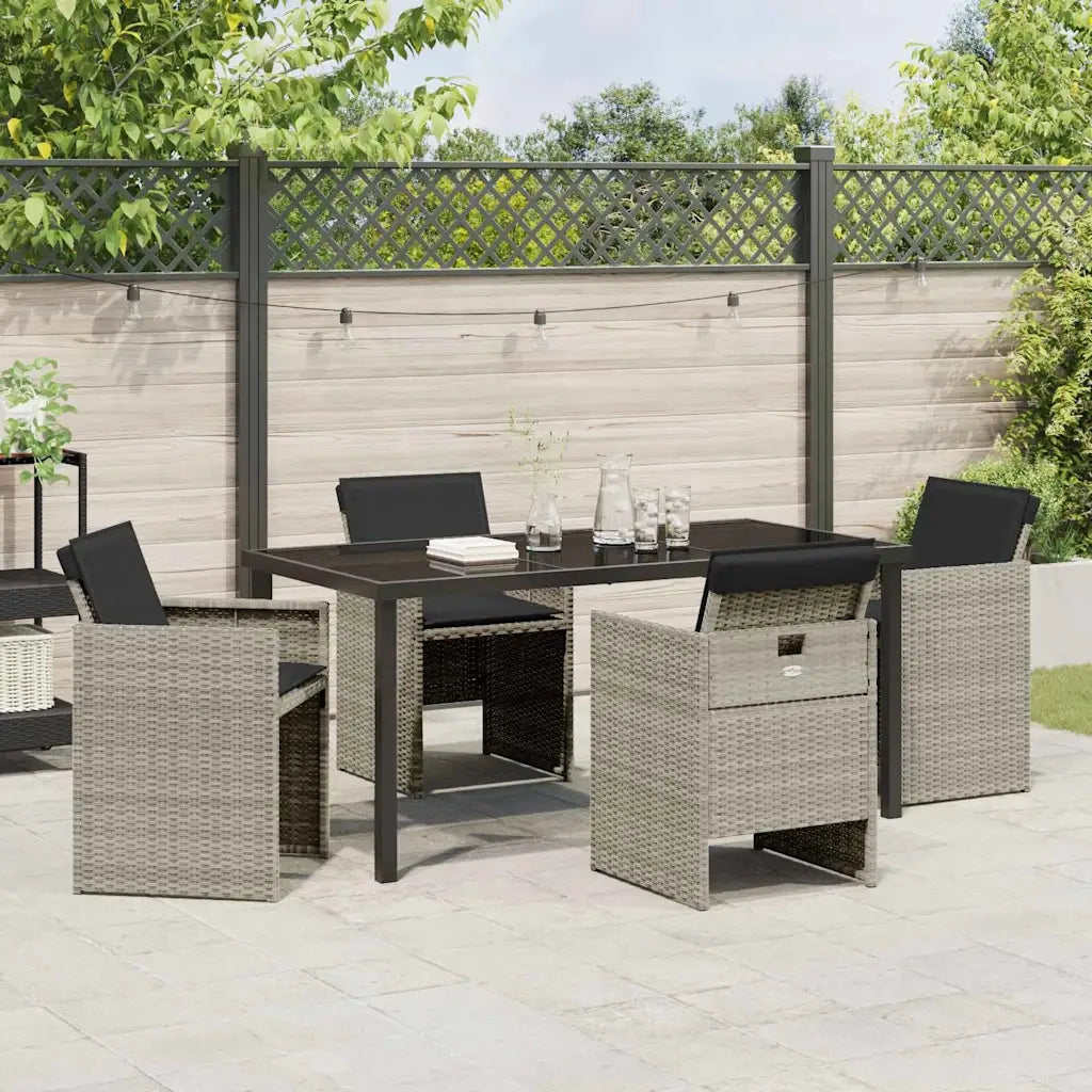 Set da Pranzo per Giardino 5 pcs Grigio chiaro polyrattan