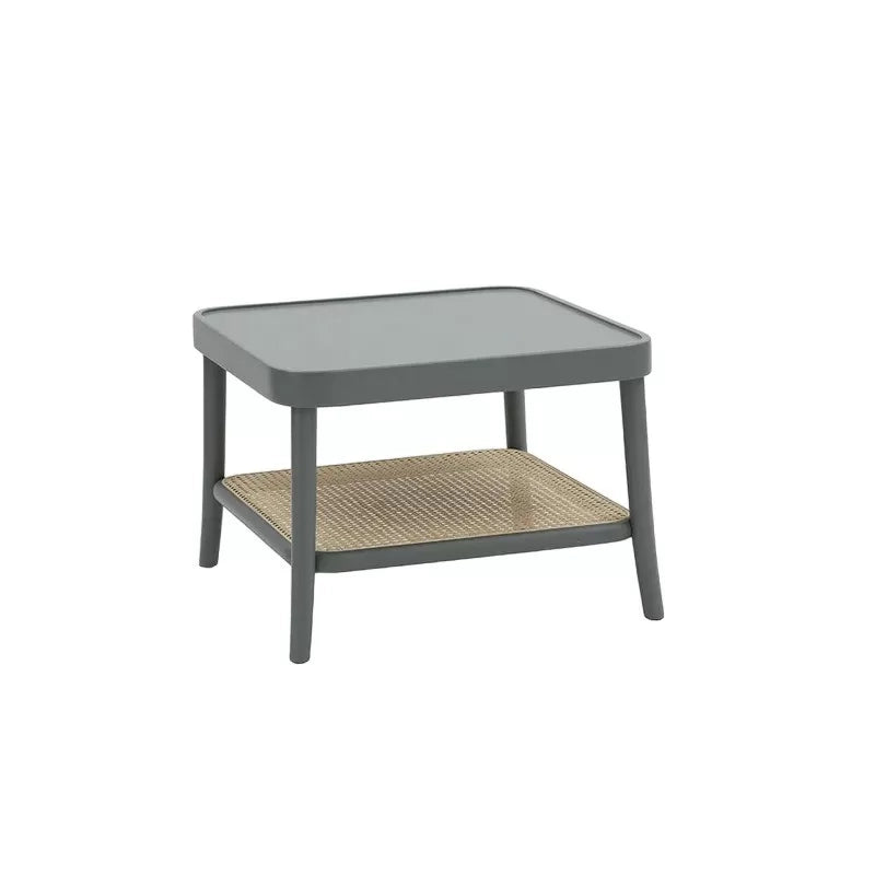 Tavolino quadrato contemporaneo legno paglia grigio 60x60x43 - Mobili 2G