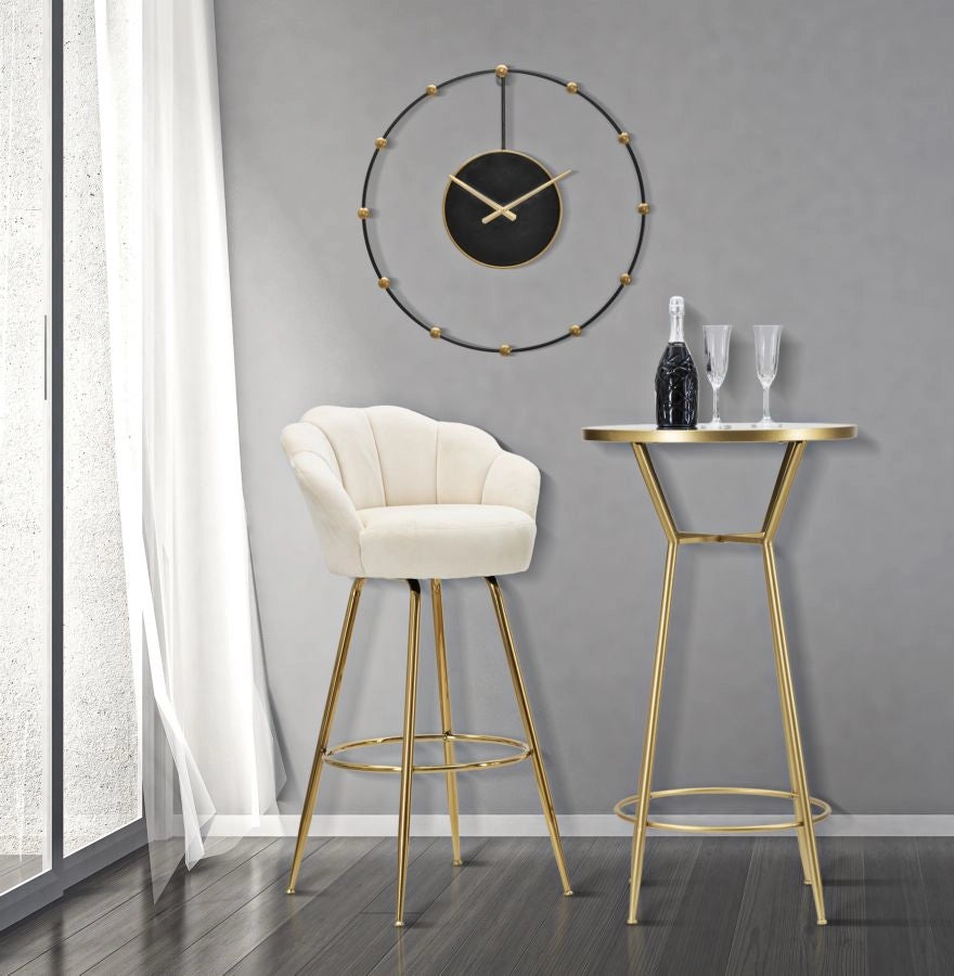 Sgabello Bar Vienna Crema 55x53x110 cm Spugna e Tessuto e Metallo Crema e Oro
