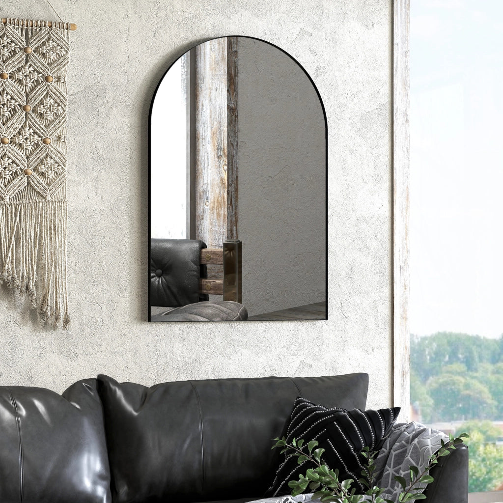 Specchio da bagno a parete con cornice in lega di alluminio ¨C Minimal ¨C Nero 60x90 cm