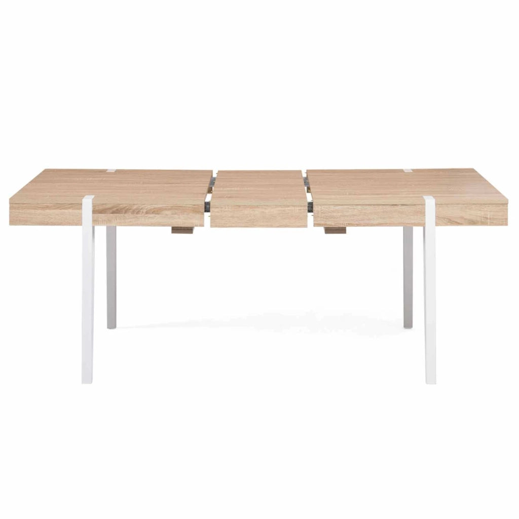 IDMarket - AUSTRIA Tavolo da pranzo rettangolare allungabile per 6-10 persone con gambe a spillo bianche 160-200 cm