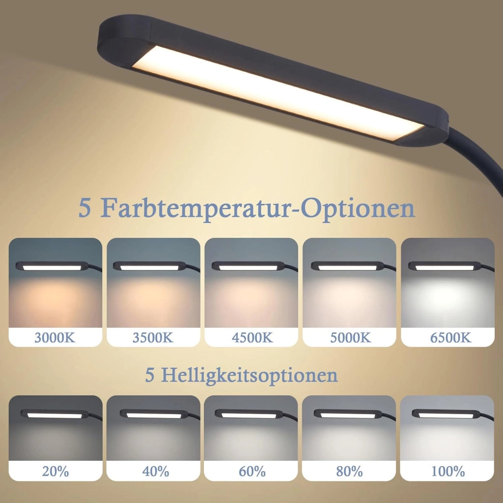 ZMH Lampada da tavolo LED 11W dimmerabile a clip con spina per soggiorno