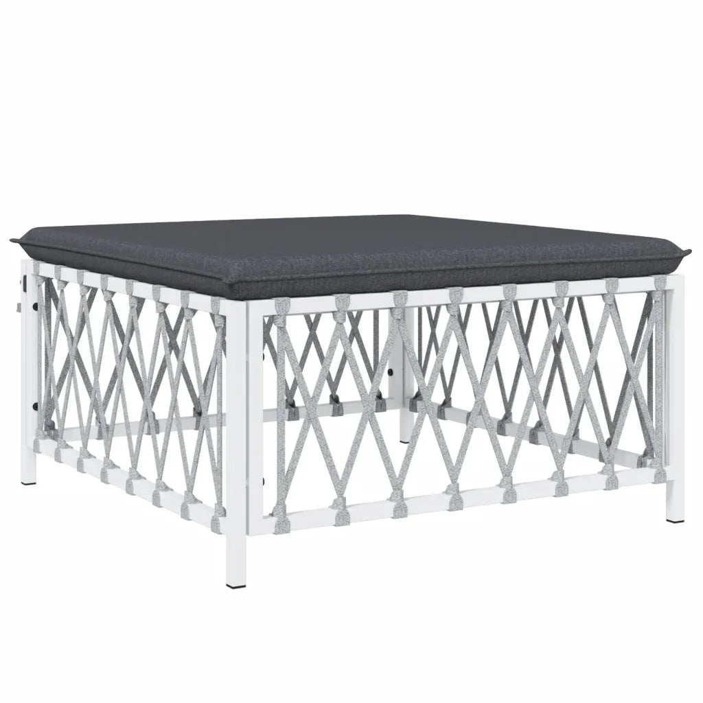 Set Salotto da Giardino 6 pz con Cuscini in Acciaio Bianco 3186858