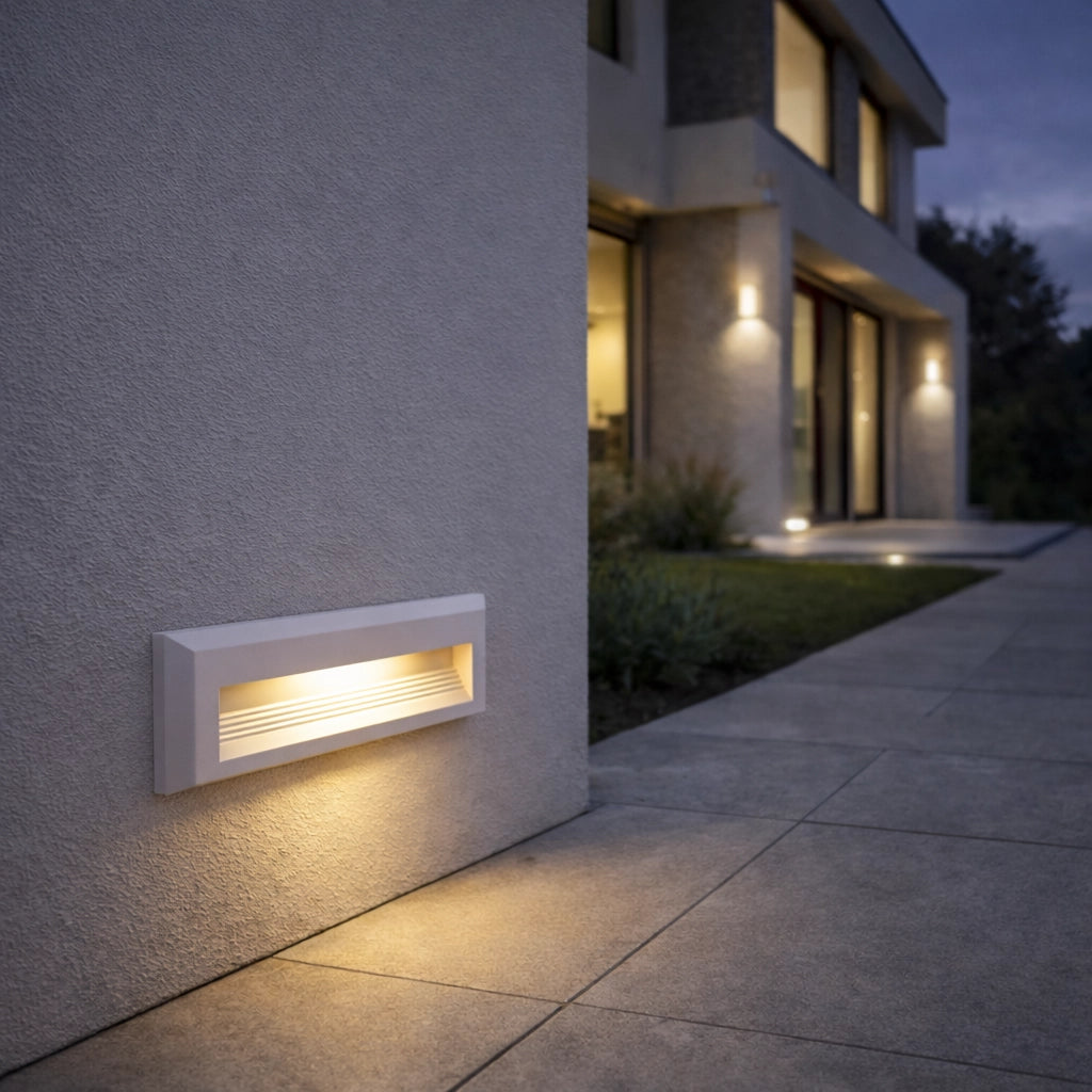 Lampada segnapasso LED Bianco Moderno 6W luce verso il basso CCT 3000K 4200K 6400K IP65 per scale corridoi esterni interni