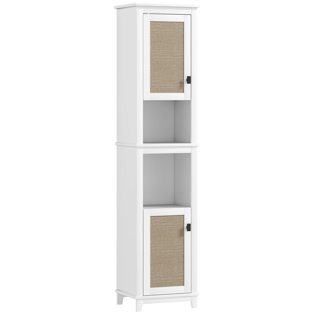 Colonna bagno con ante in rattan ¨C Xylo ¨C bianco 40x30x167,5 cm