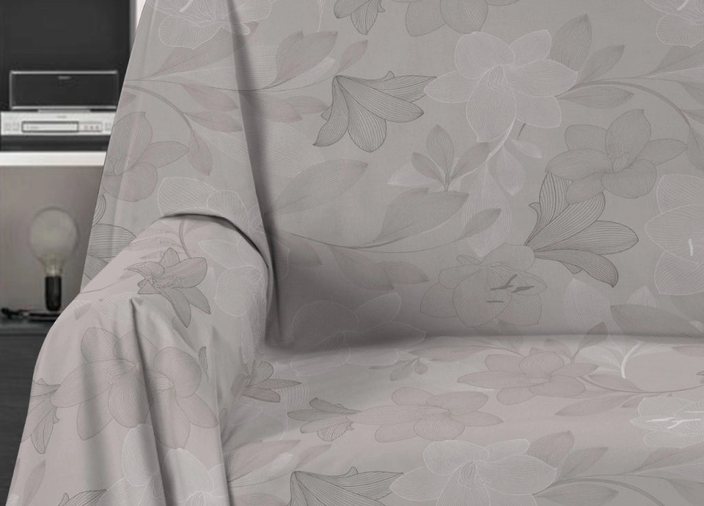 Telo Arredo Granfoulard Copritutto Salvadivano 100% Cotone Disegno Lily - Singolo - Beige