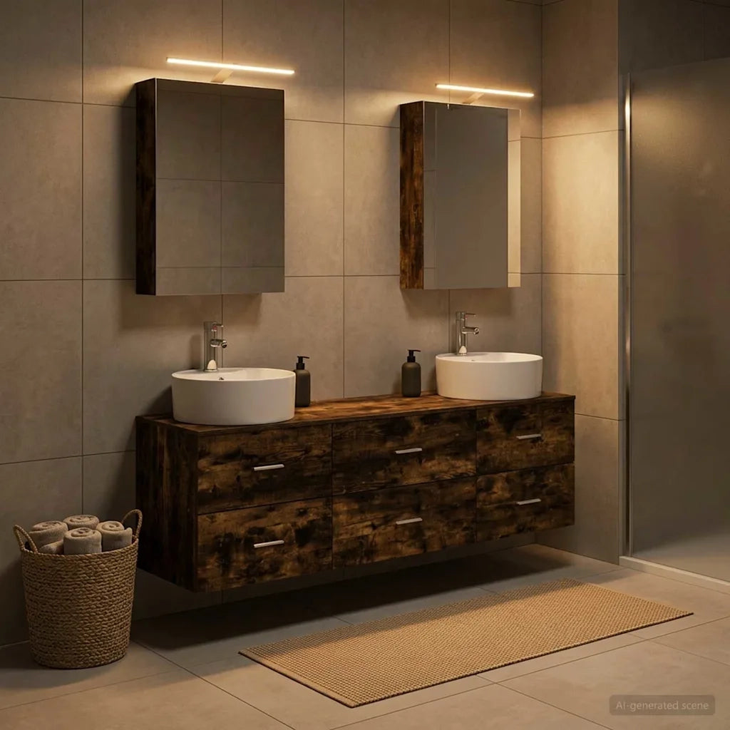 Set di mobili per il bagno 5 pcs Rovere Fumo 3406875