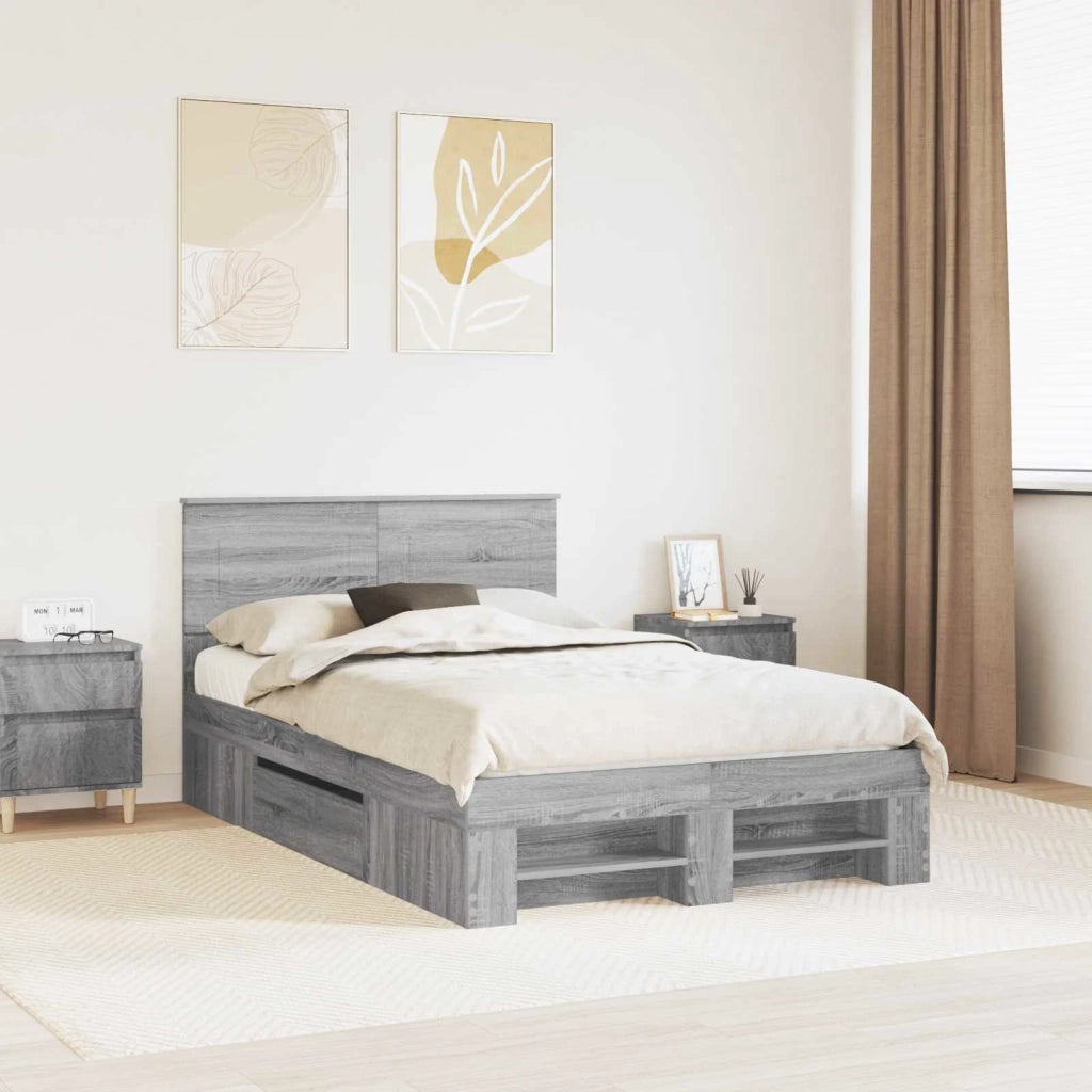 Struttura del letto con testiera-Giroletto con Testiera Grigio Sonoma 120 x 200 cm 711786
