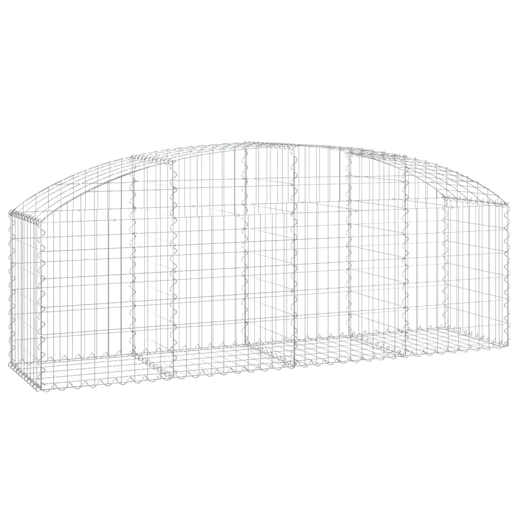 Cesto gabbione recinzione a gabbia muro di contenimento ad arco 200 x 50 x 60/80 cm ferro zincato argento 02_0040044