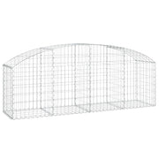 Cesto gabbione recinzione a gabbia muro di contenimento ad arco 200 x 50 x 60/80 cm ferro zincato argento 02_0040044