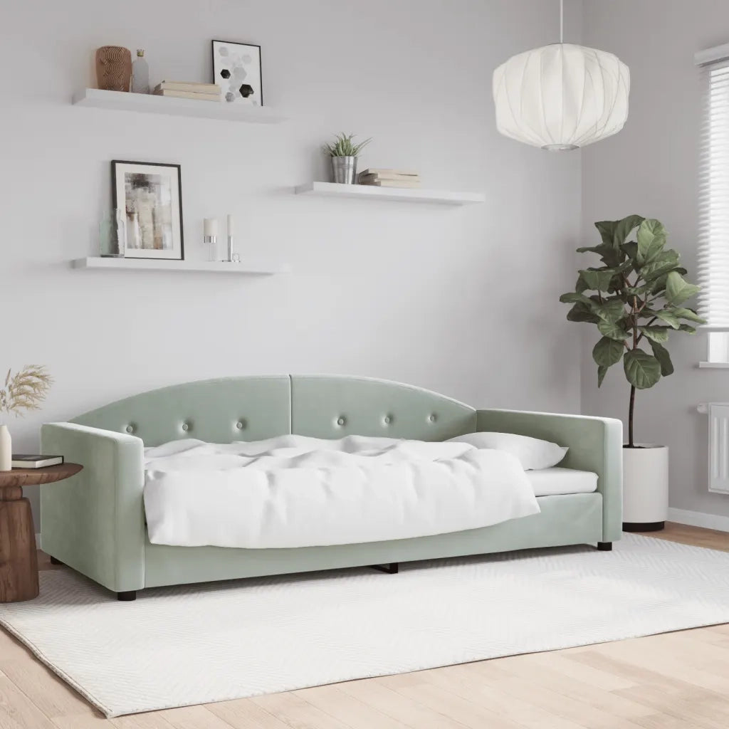 Letto da Giorno Grigio Chiaro 90x190 cm in Velluto 354149