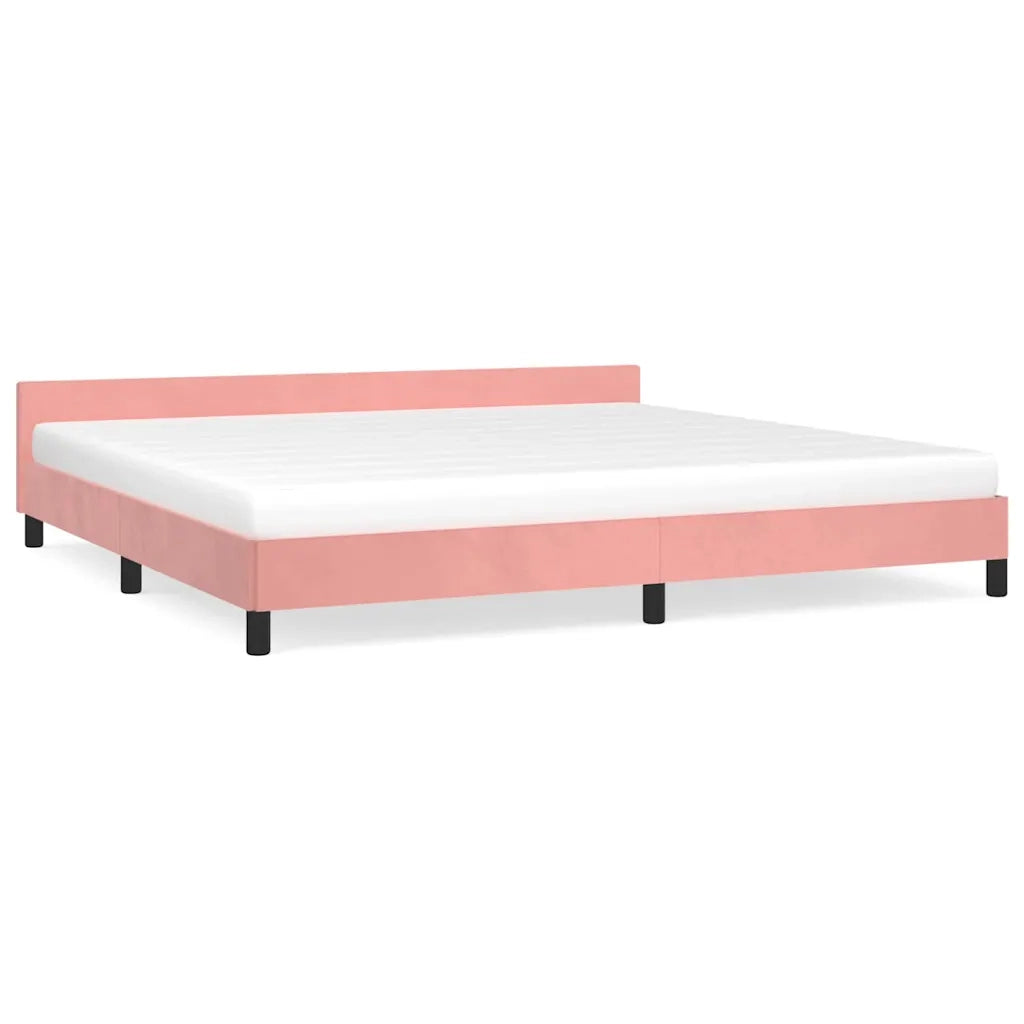 Letto matrimoniale | Letto per adulti | Giroletto con Testiera senza Materasso Rosa 200x200 cm Velluto