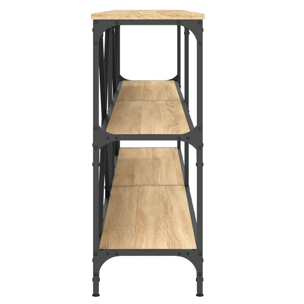 Tavolo Consolle Rovere Sonoma 200x30x75 cm Multistrato e Ferro 832859