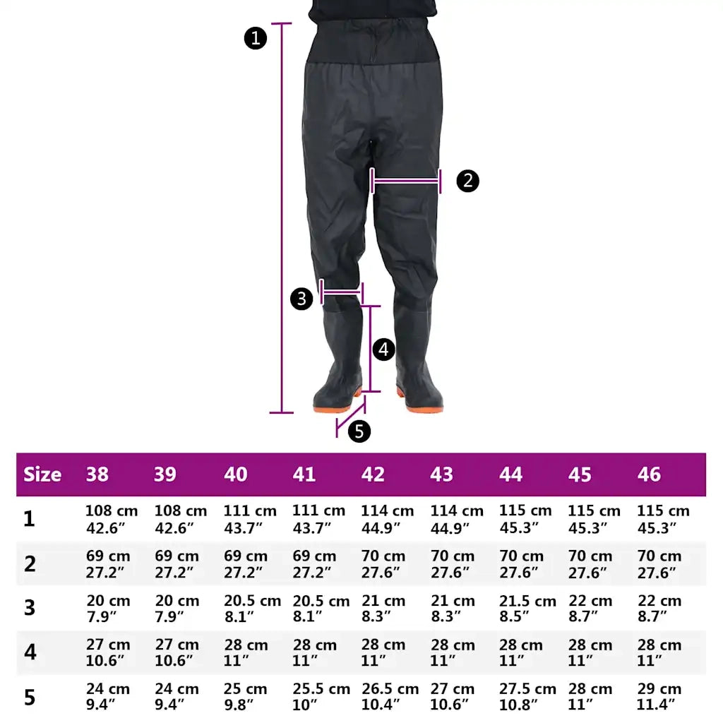 Wader da Pesca alla Vita con Stivali Nero Taglia 45 CFW4520948