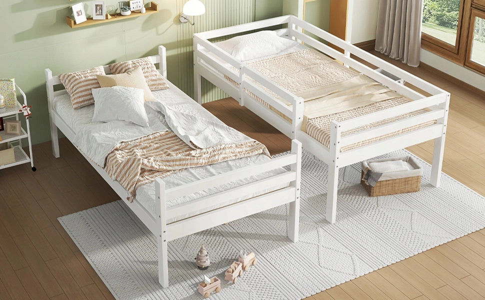 Letto a castello con scala - Xylo - 90x200 - Bianco - Senza materasso