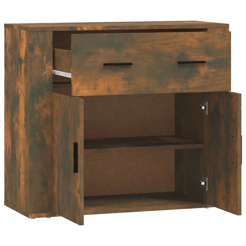 Credenza Rovere Fumo 80x33x70 cm in Legno Multistrato 816573