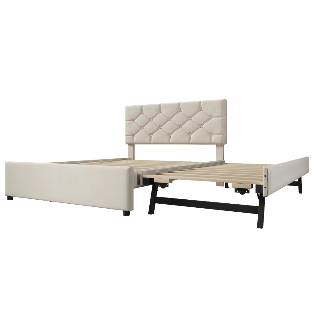 Letto Estraibile 140 x 200 cm; 2 Posti con Letto Estraibile 90 x 190 cm; senza Materasso; Velluto Beige