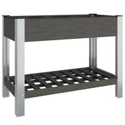 Fioriera | Cassetta per fiori | Vaso Rialzata Giardino con Ripiano Grigia 100x50x75 cm WPC