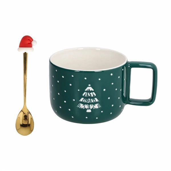 Tazza Tazzone Latte Natale Mug + Cucchiaino con Cappello 420 cc Tognana
