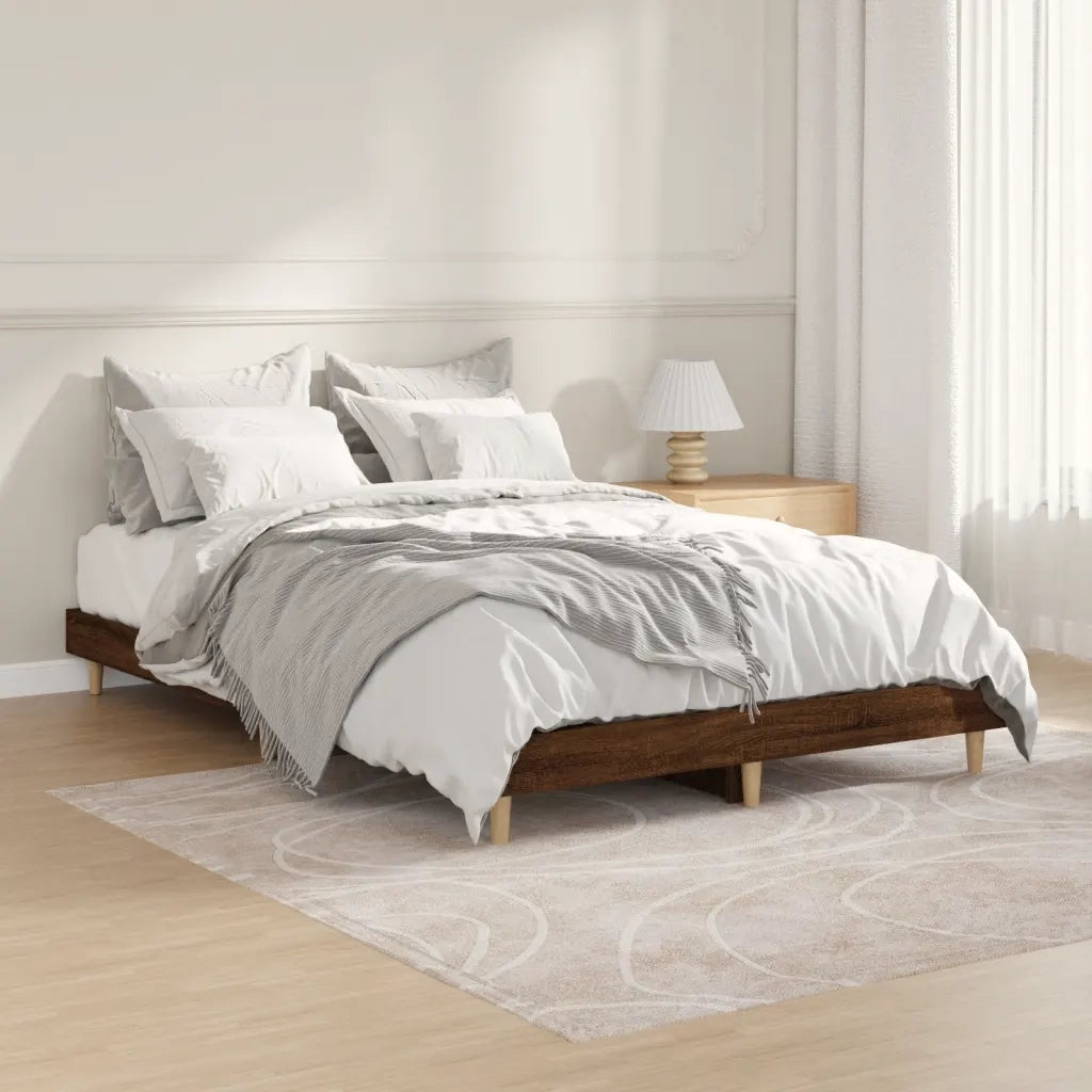 Letto matrimoniale | Letto per adulti | Giroletto senza Materasso Rovere Marrone 120x190 cm Truciolato
