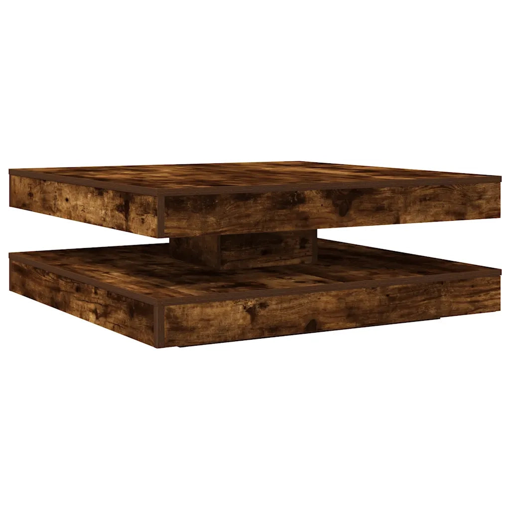 Tavolino da Caff¨¨ Girevole a 360 Gradi-Tavolino da soggiorno Rovere 90x90x34,5 cm
