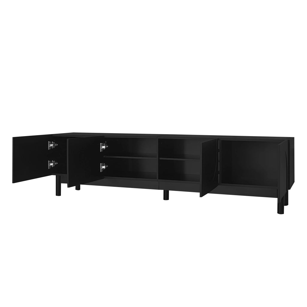 Mobile TV 169x34x45.5 cm; 4 ante senza maniglie; MDF e pannello truciolare; nero