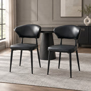 Set di 2 sedie da pranzo nere in PU con gambe in metallo