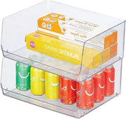 Cassa di conservazione per snack - contenitore di conservazione con apertura frontale - cassetti frigorifero congelatore - plastica BPA gratuita - set da 2 - trasparente