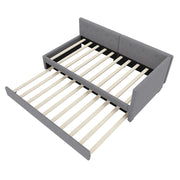 Letto estraibile singolo 90×200 cm con rete e testiera; senza materasso; velluto; grigio