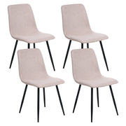 Set di 4 sedie da pranzo Tappezzeria in poliestere beige Gambe nere in ferro Sala da pranzo senza braccioli