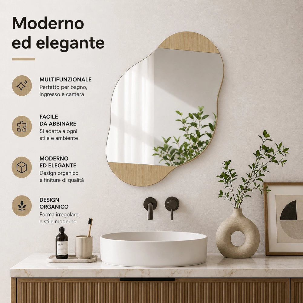 Specchio Nuvola con Mensole Scaffale Salvaspazio 60x13x75cm Zaffiro di Quercia