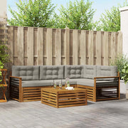 Set di divani da esterno 5 pcs Grigio Naturale e Chiaro