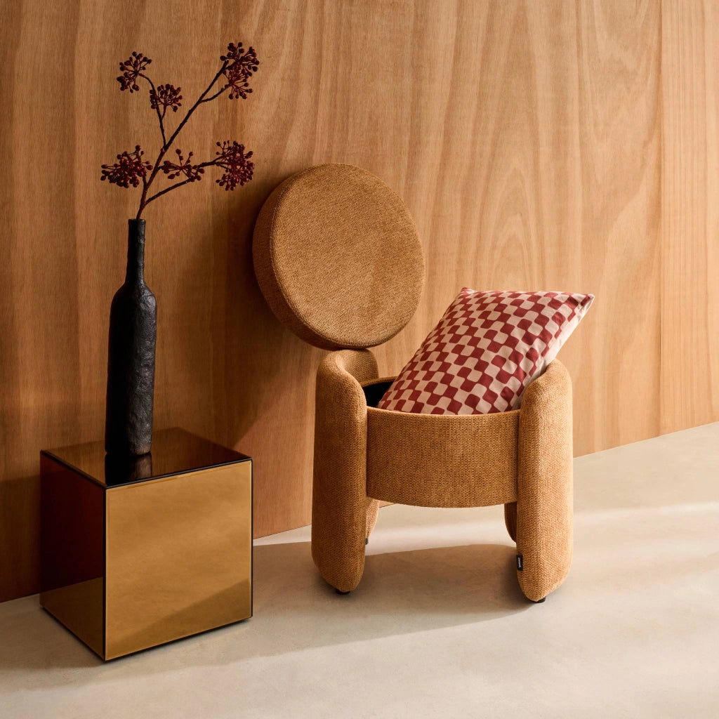 Pouf contenitore in tessuto, ruggine
