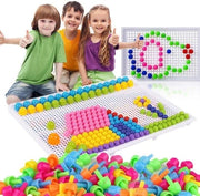 Puzzello con Stuzzo - Gioco di Aghi per Funghi - Nastri Pedagogico - Costruzione Educativa per Bambini da 3 anni