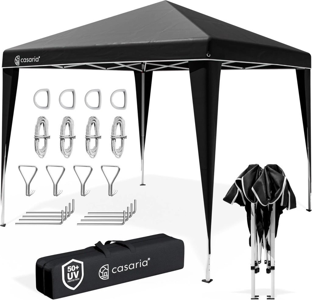 ® Gazebo da Giardino Capri 3x3m Pop-Up Protezione 50+ Impermiabile Tenda a Fisarmonica Marrone Chiaro