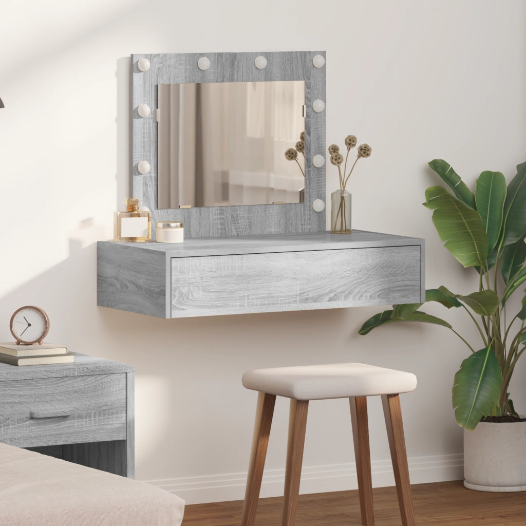 Toeletta da parete con luci LED Grigio sonoma