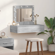 Toeletta da parete con luci LED Grigio sonoma