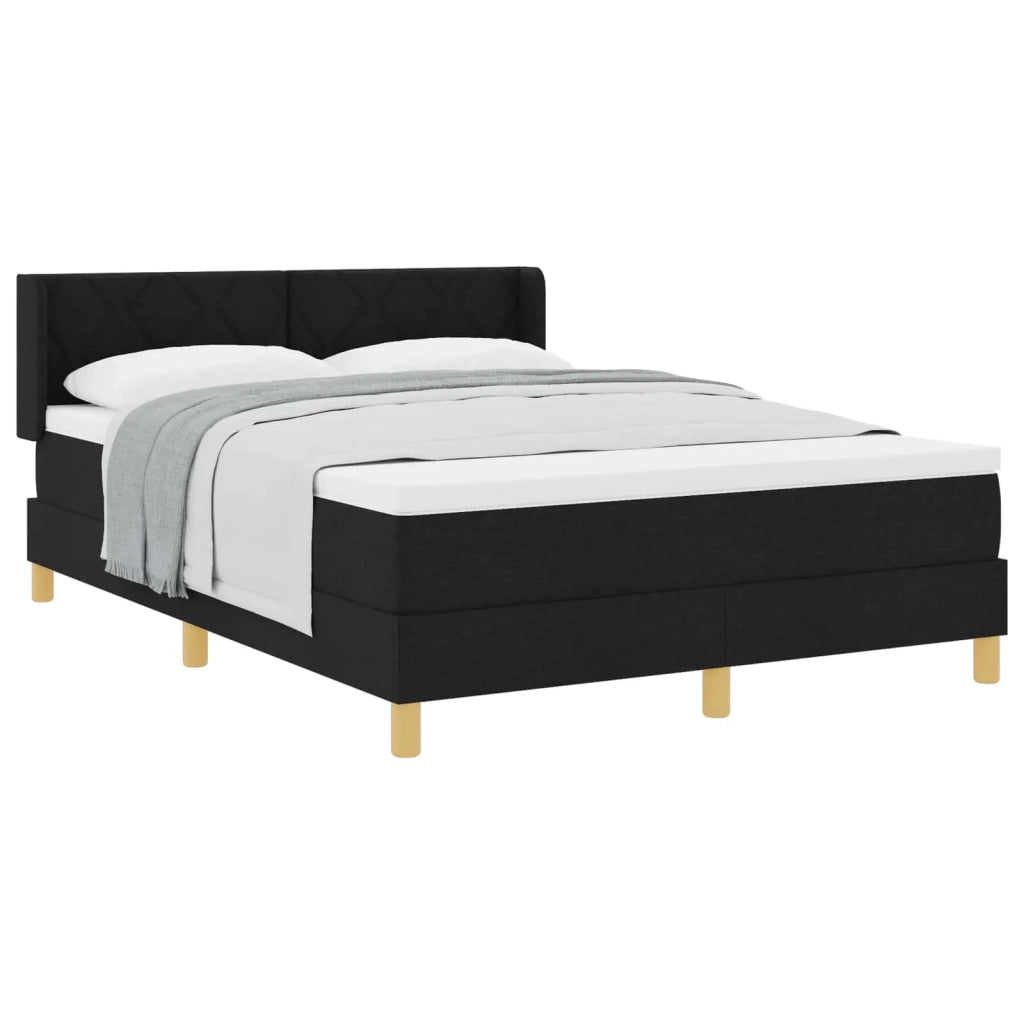 Letto a molle con materasso Nero 190 x 140 cm Poliestere 3341351